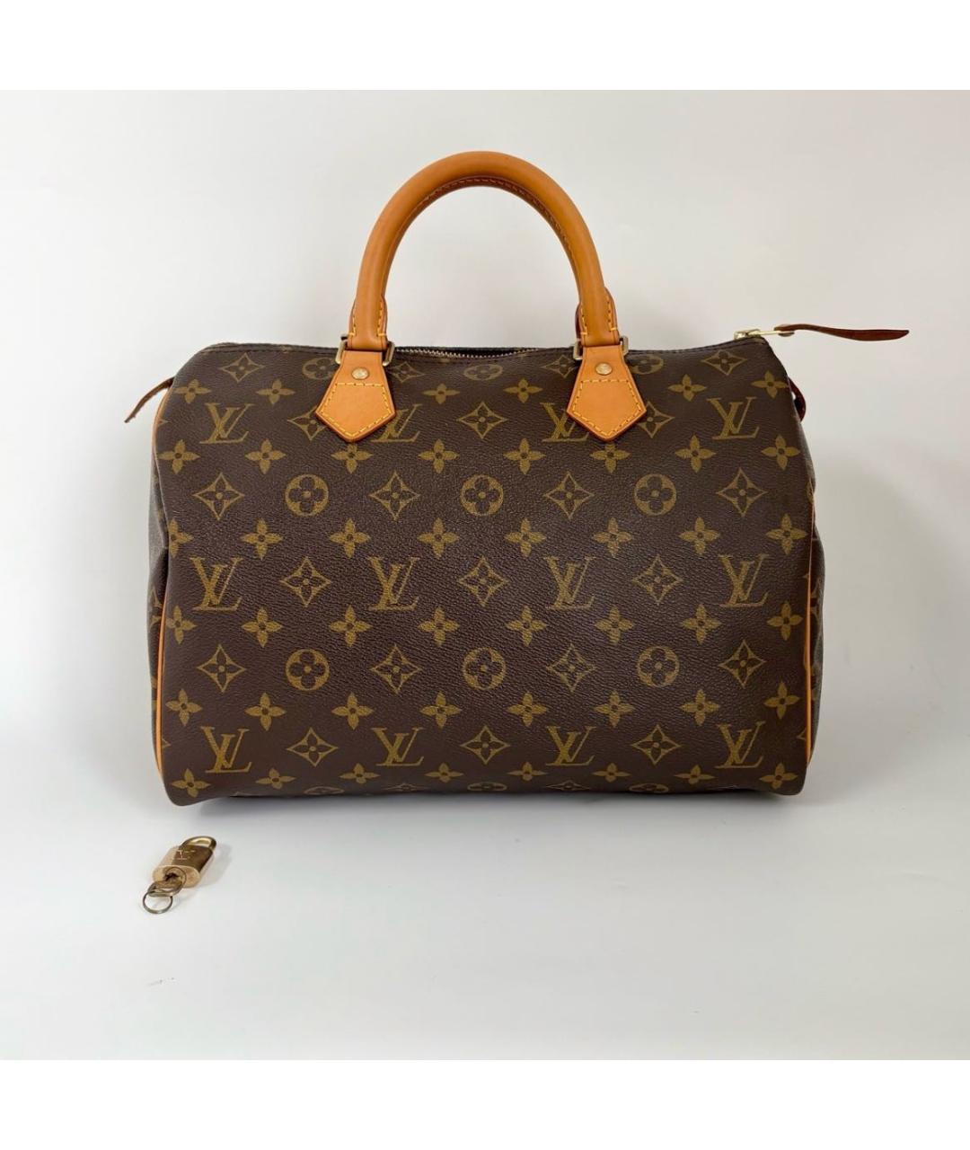 LOUIS VUITTON Коричневая кожаная сумка с короткими ручками, фото 8