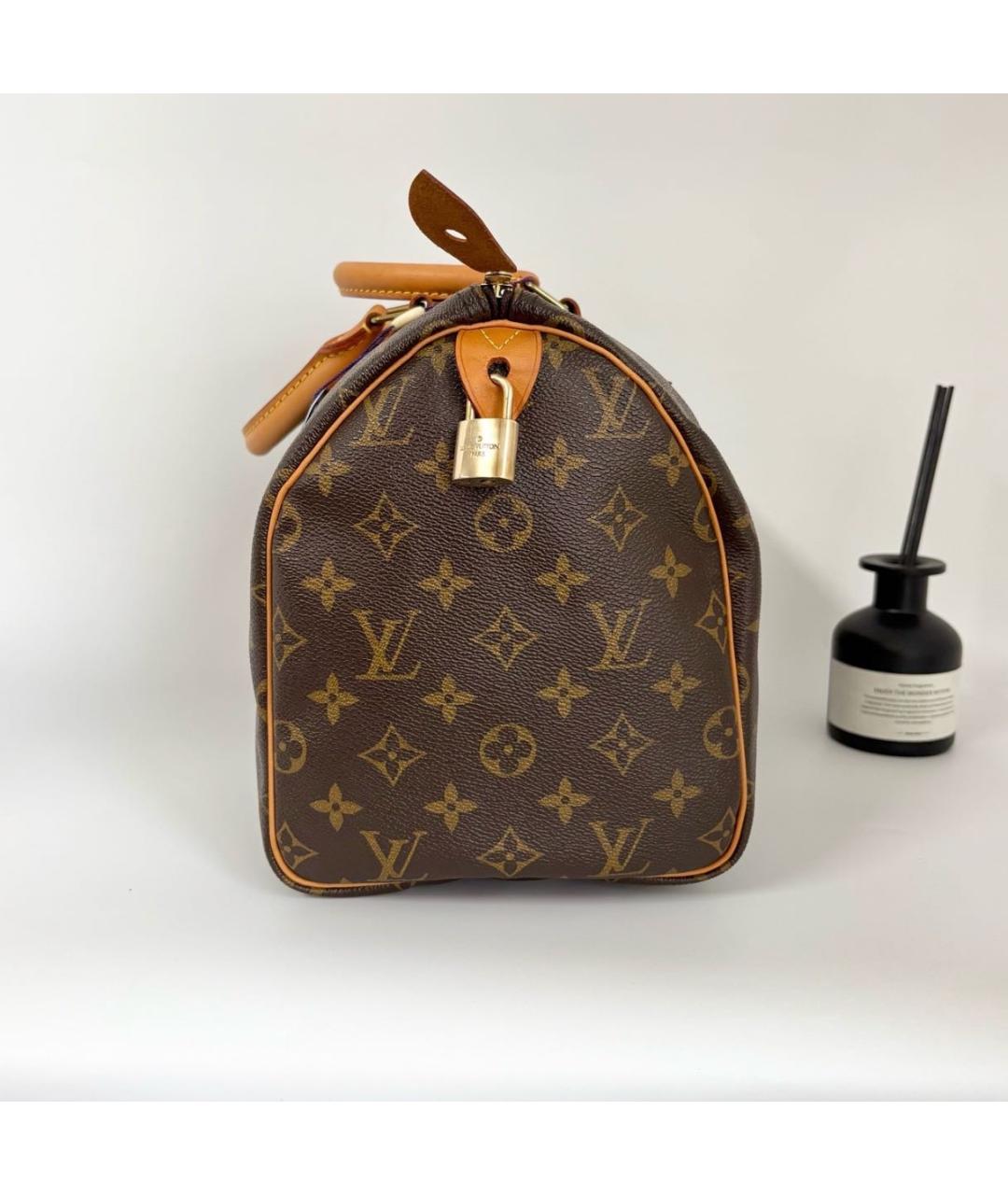 LOUIS VUITTON Коричневая кожаная сумка с короткими ручками, фото 3