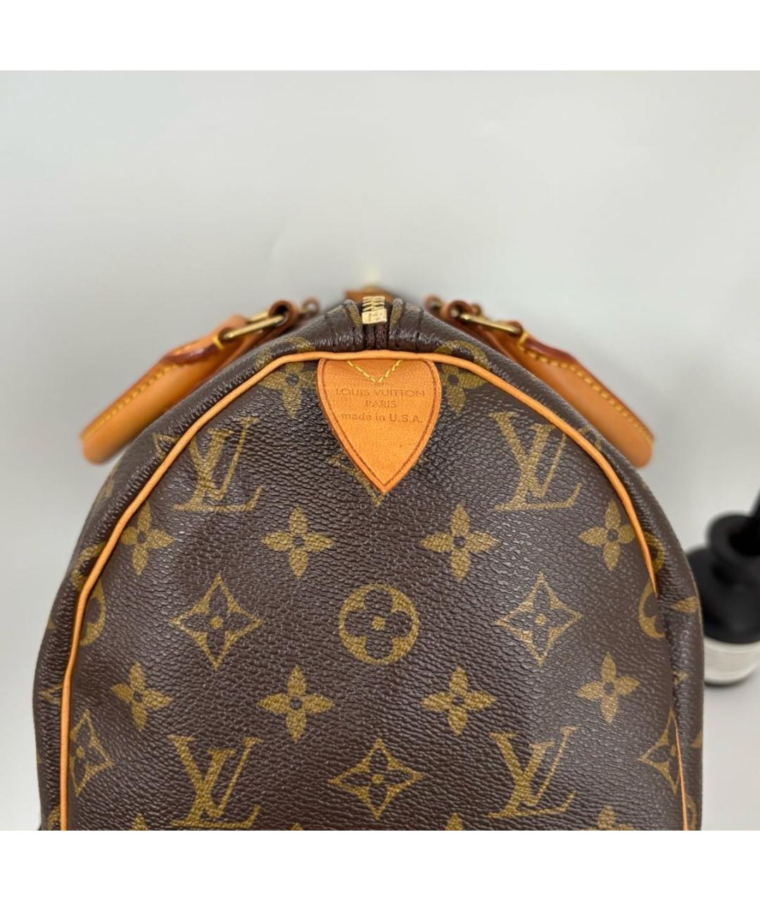 LOUIS VUITTON Коричневая кожаная сумка с короткими ручками, фото 6