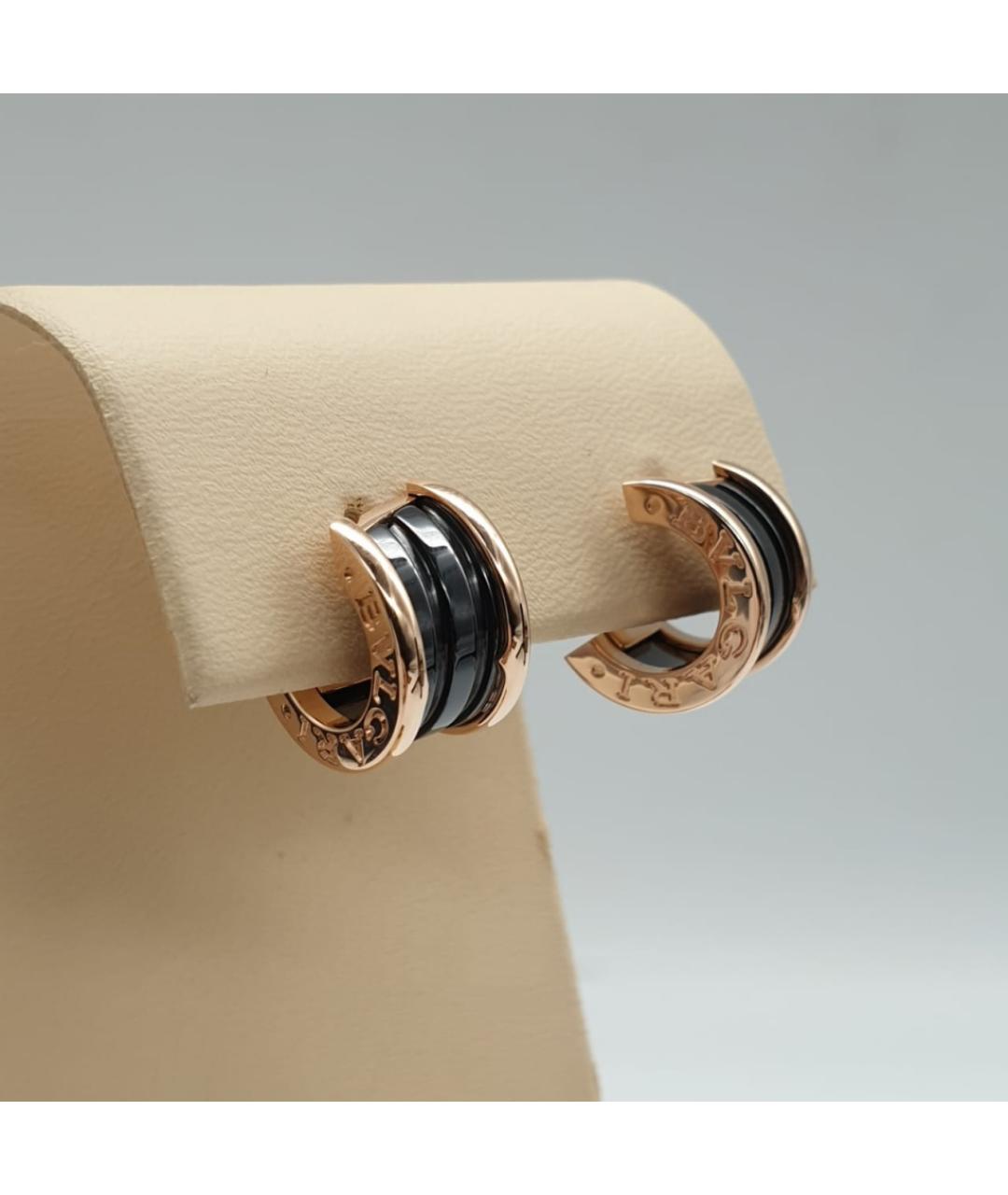 BVLGARI Черные серьги из розового золота, фото 3