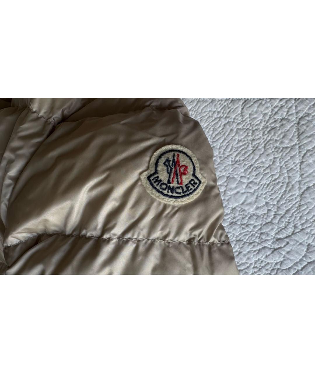 MONCLER Бежевый полиамидовый пуховик, фото 6