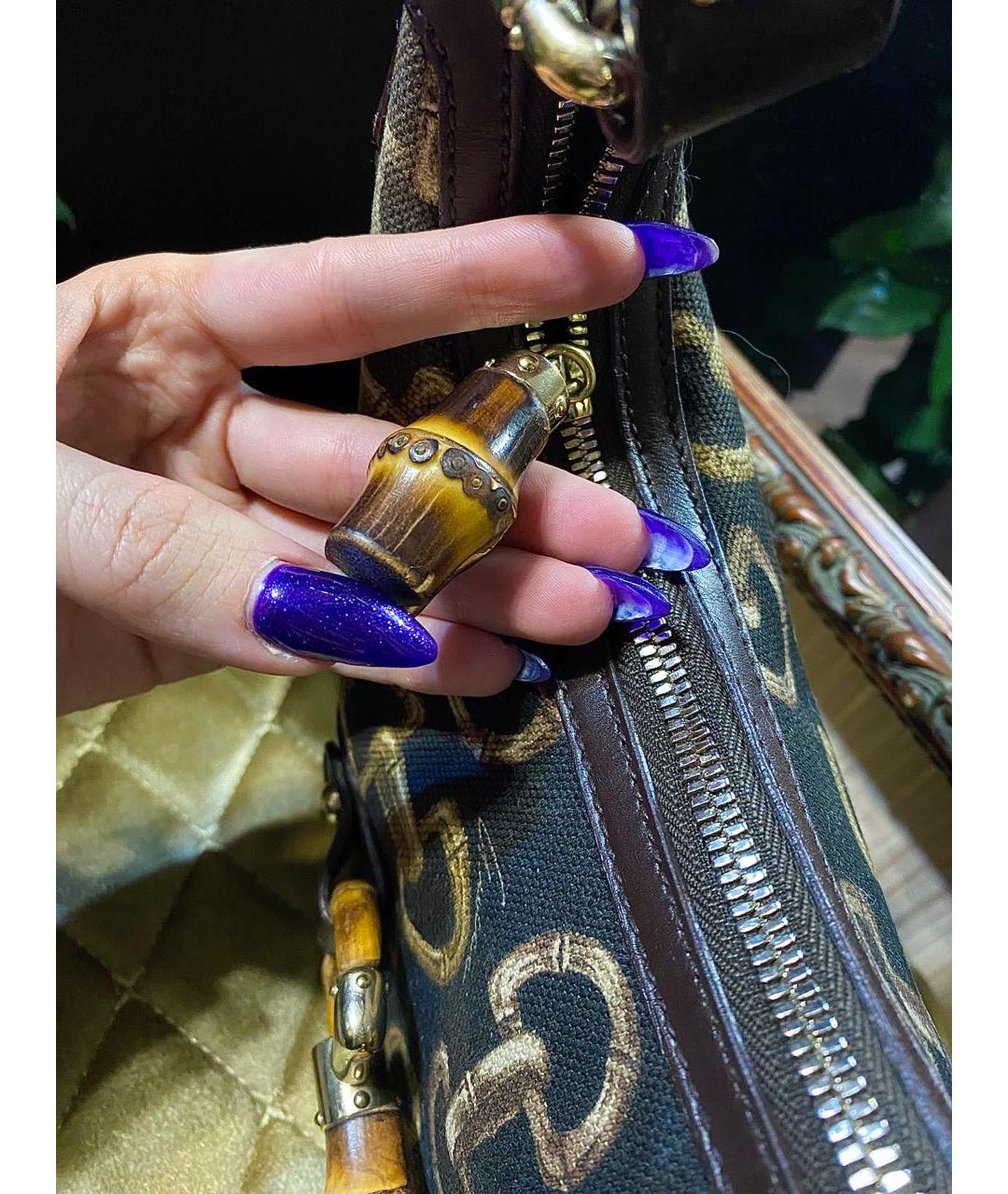 GUCCI Коричневая кожаная сумка с короткими ручками, фото 7