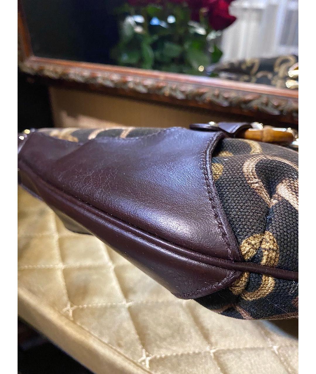 GUCCI Коричневая кожаная сумка с короткими ручками, фото 5