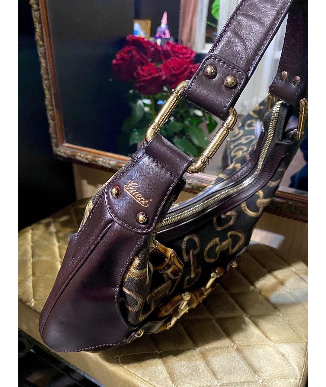 GUCCI Коричневая кожаная сумка с короткими ручками, фото 2