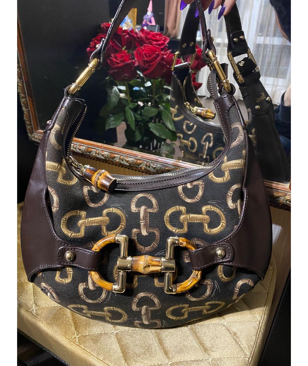 GUCCI Коричневая кожаная сумка с короткими ручками, фото 9