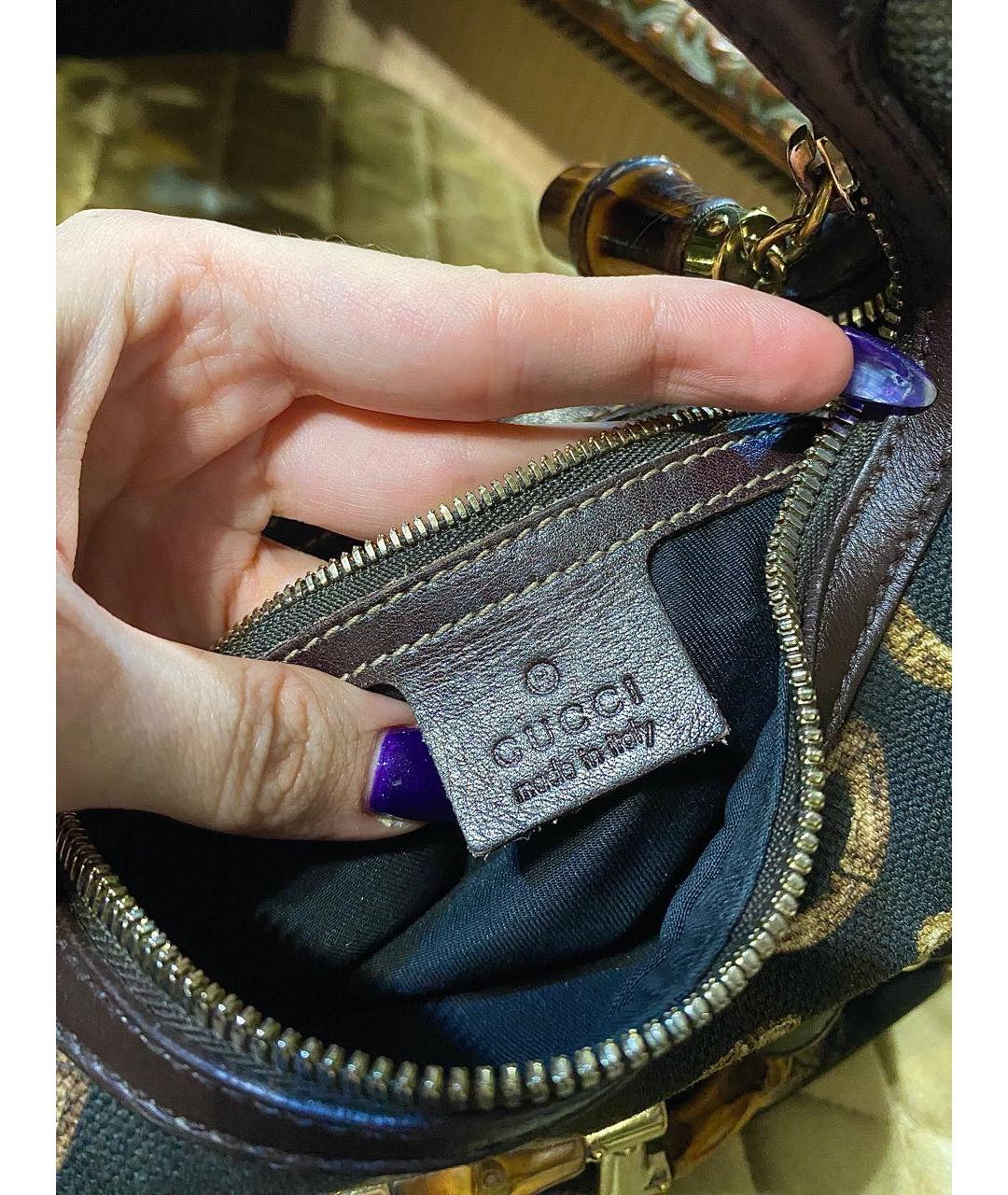 GUCCI Коричневая кожаная сумка с короткими ручками, фото 4