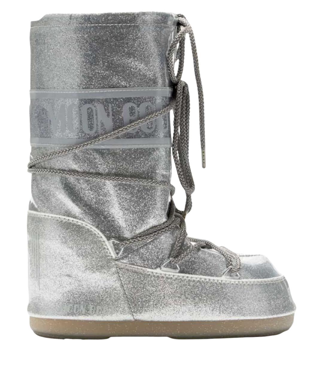 MOON BOOT Серебряные резиновые сапоги, фото 1