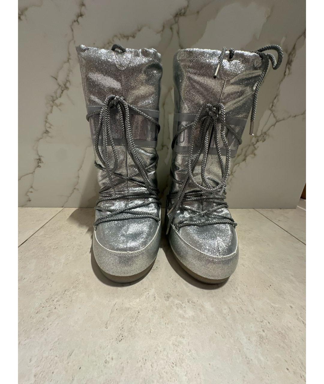 MOON BOOT Серебряные резиновые сапоги, фото 2