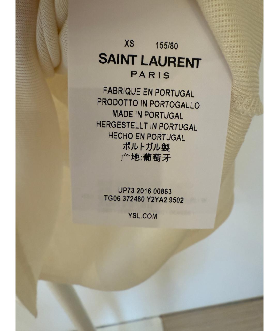 SAINT LAURENT Бежевая шелковая футболка, фото 5