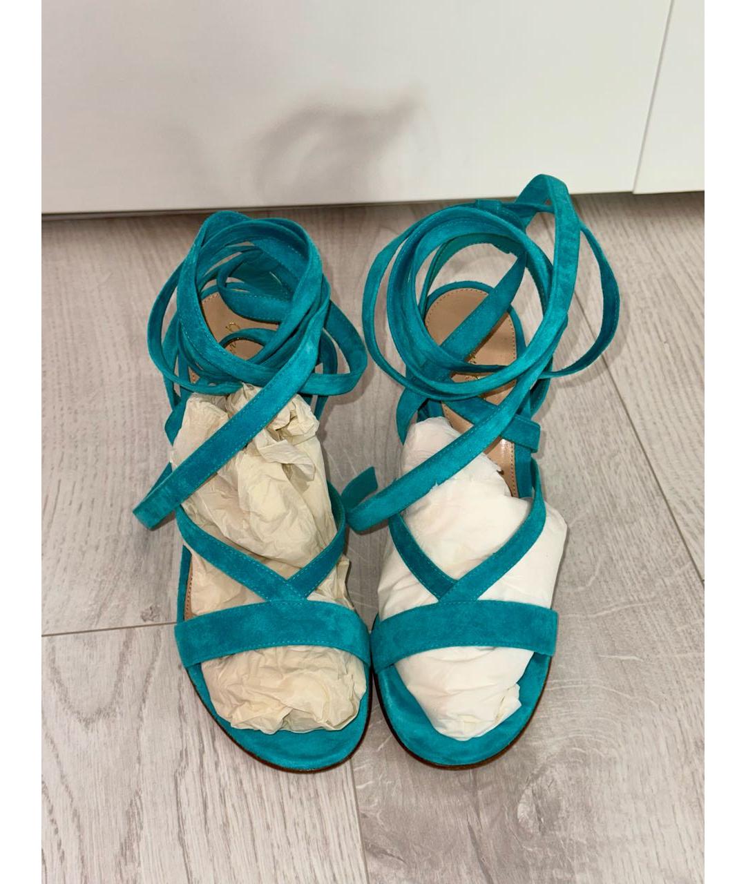 GIANVITO ROSSI Бирюзовые замшевые босоножки, фото 2