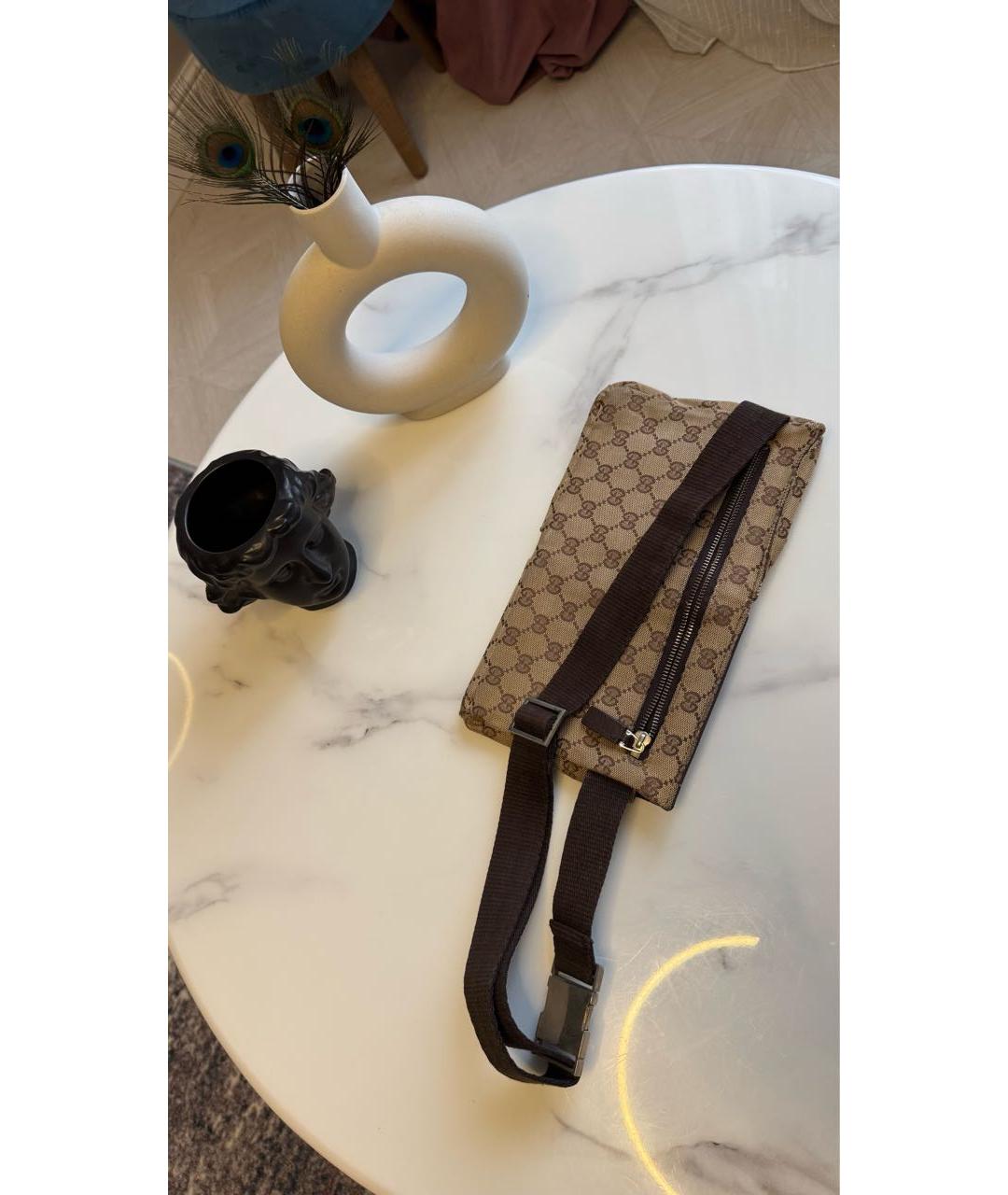 GUCCI Бежевая жаккардовая поясная сумка, фото 6