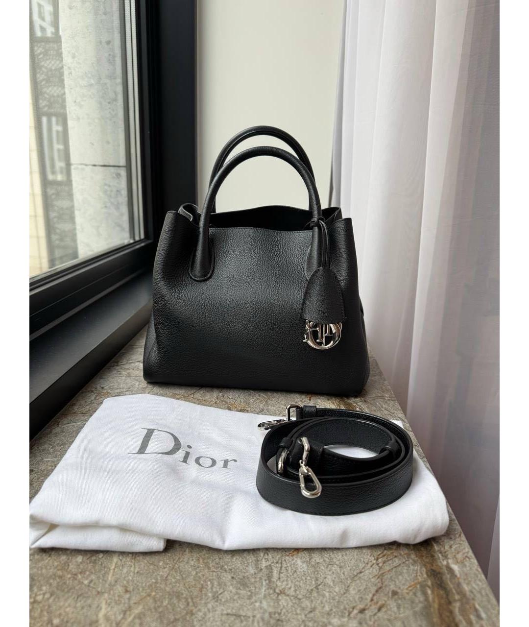 CHRISTIAN DIOR Черная кожаная сумка тоут, фото 8
