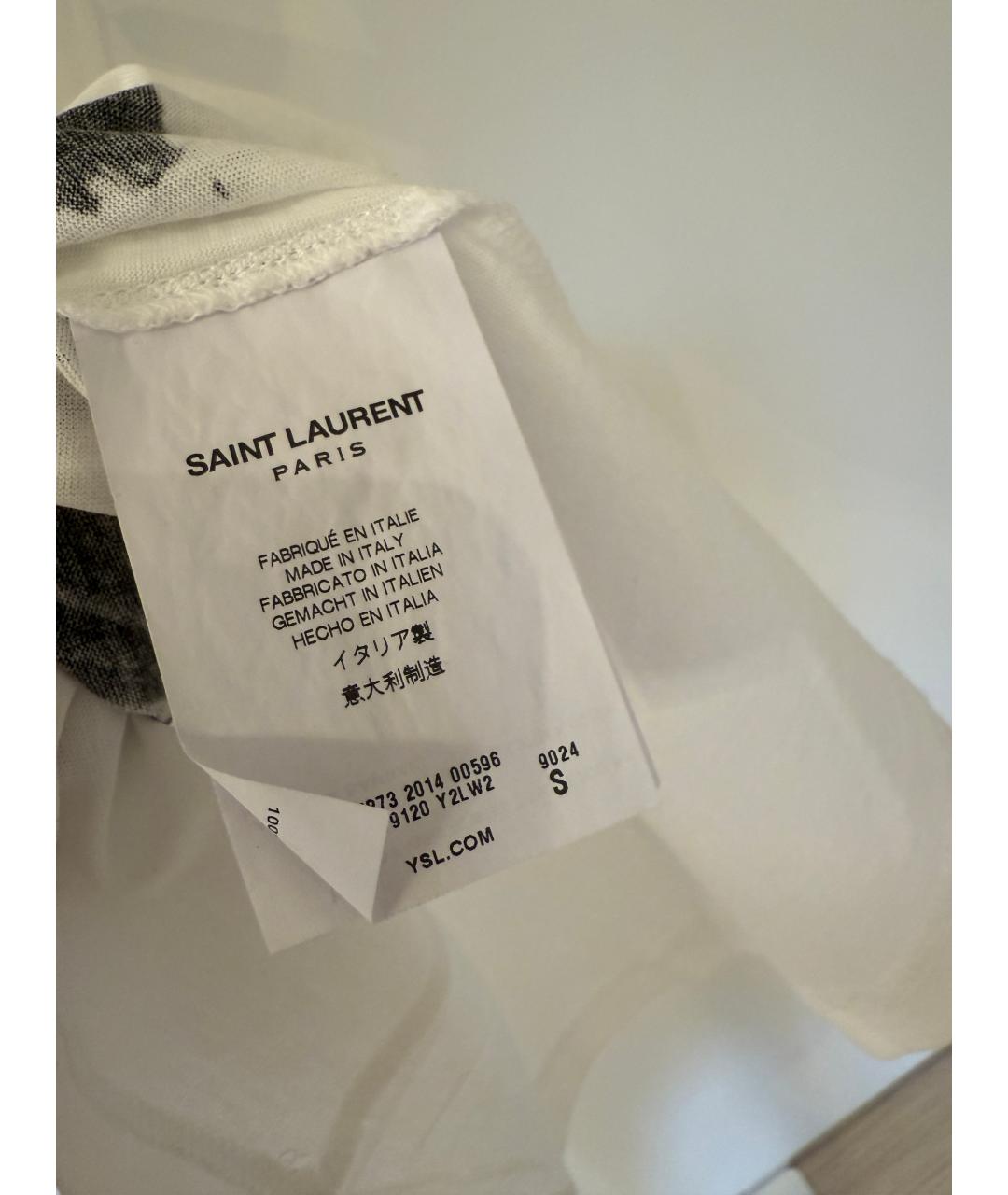 SAINT LAURENT Белая хлопковая футболка, фото 3