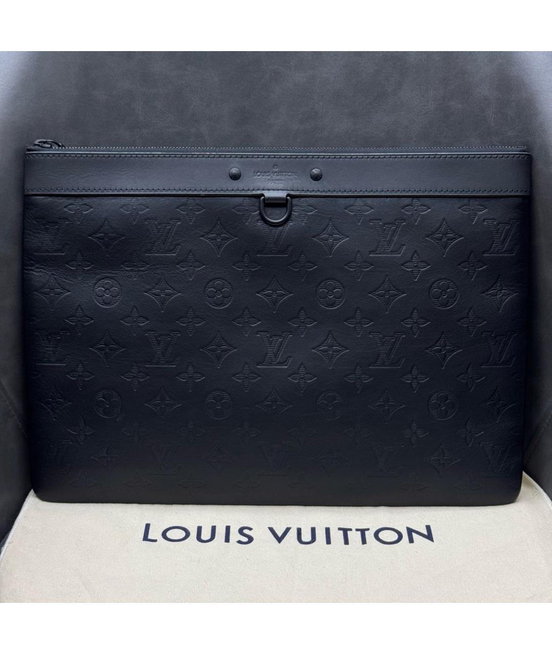 LOUIS VUITTON Черная кожаная папка для документов, фото 6