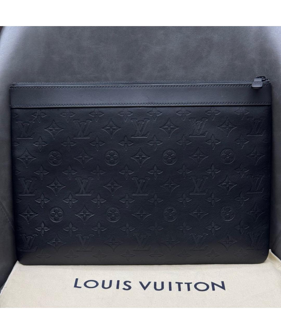 LOUIS VUITTON Черная кожаная папка для документов, фото 4