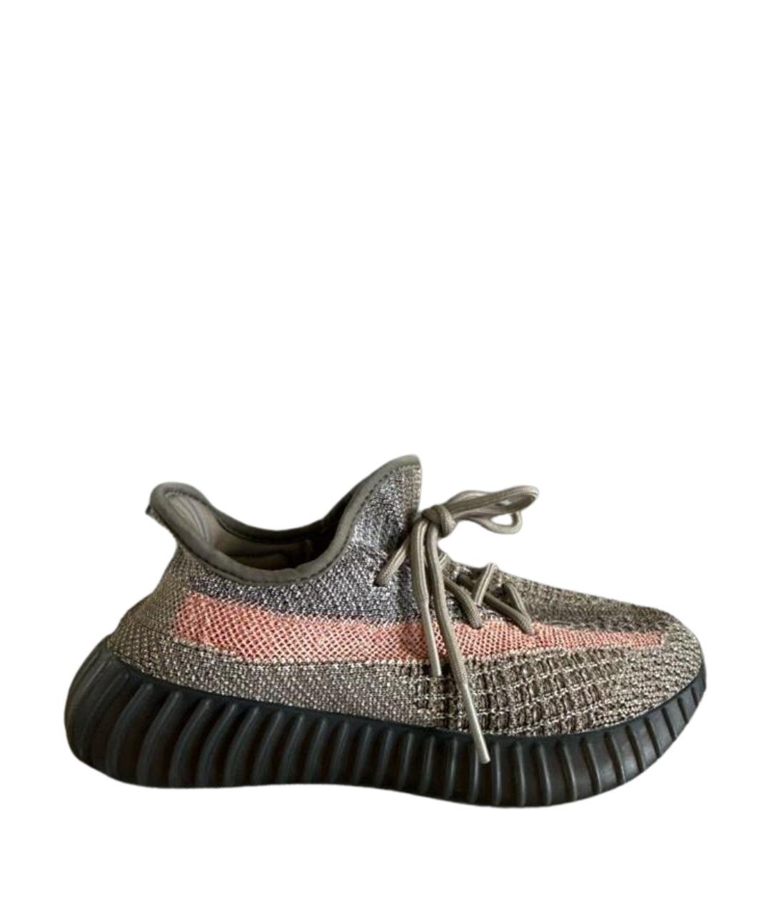 ADIDAS YEEZY Антрацитовые текстильные кроссовки, фото 1