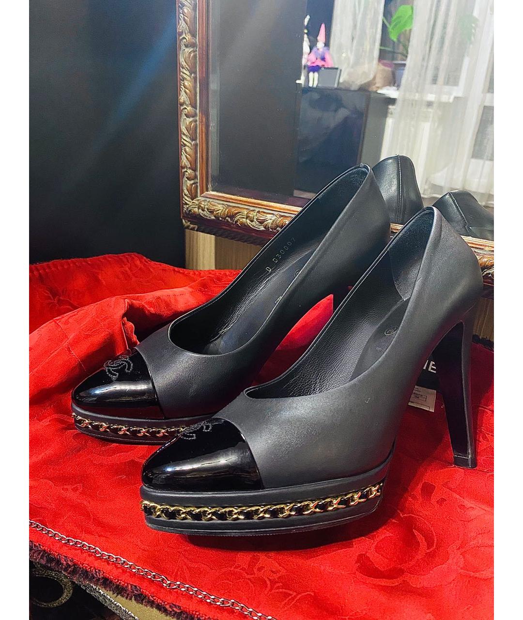 CHANEL Черные кожаные туфли, фото 8