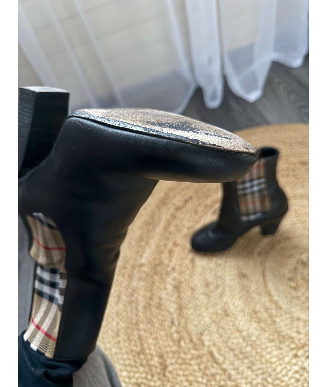 BURBERRY Черные кожаные ботильоны, фото 6