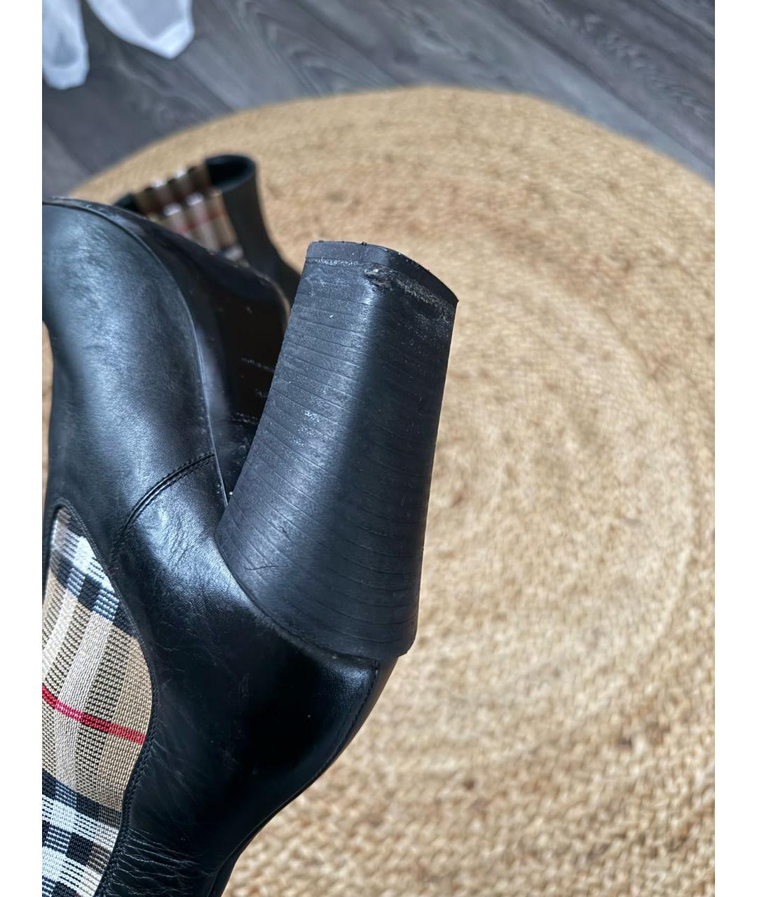 BURBERRY Черные кожаные ботильоны, фото 5