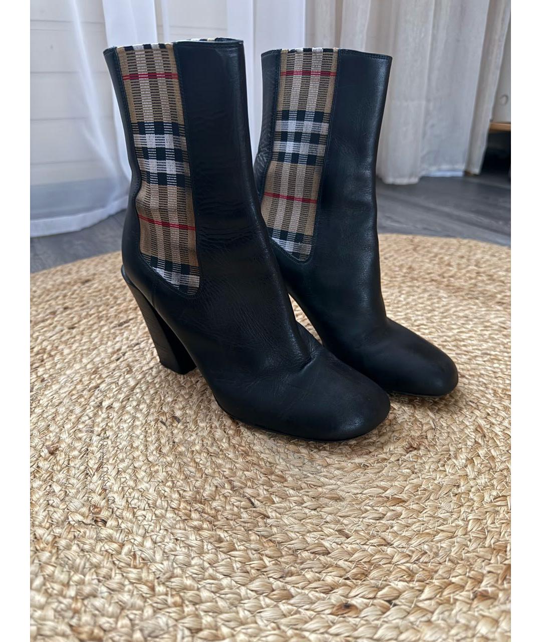 BURBERRY Черные кожаные ботильоны, фото 4
