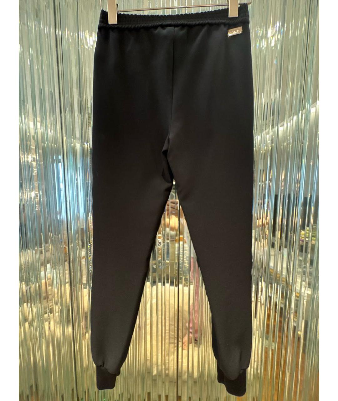 PHILIPP PLEIN Черные полиэстеровые прямые брюки, фото 2