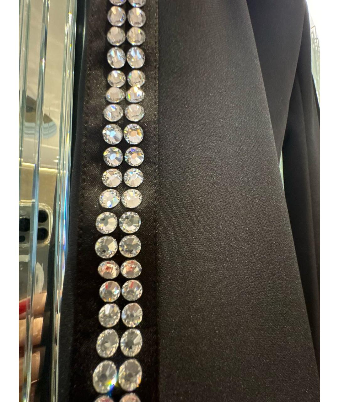 PHILIPP PLEIN Черные полиэстеровые прямые брюки, фото 3