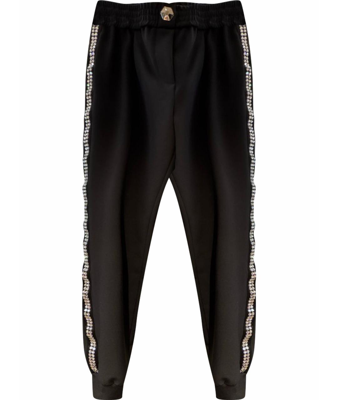 PHILIPP PLEIN Черные полиэстеровые прямые брюки, фото 1