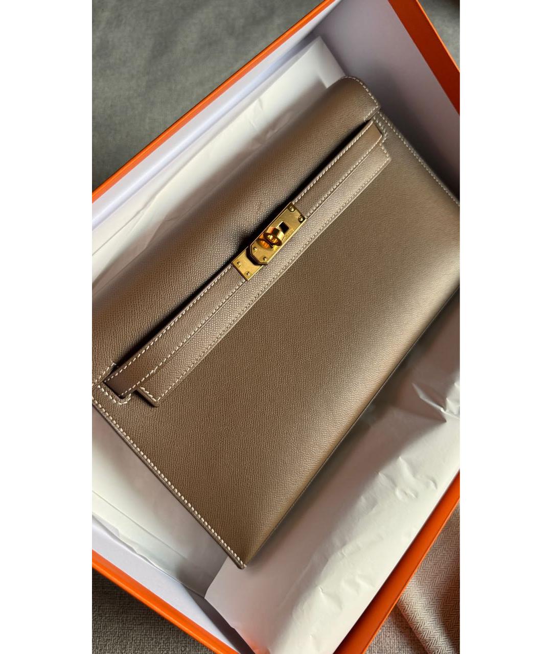HERMES Коричневая кожаная сумка через плечо, фото 4