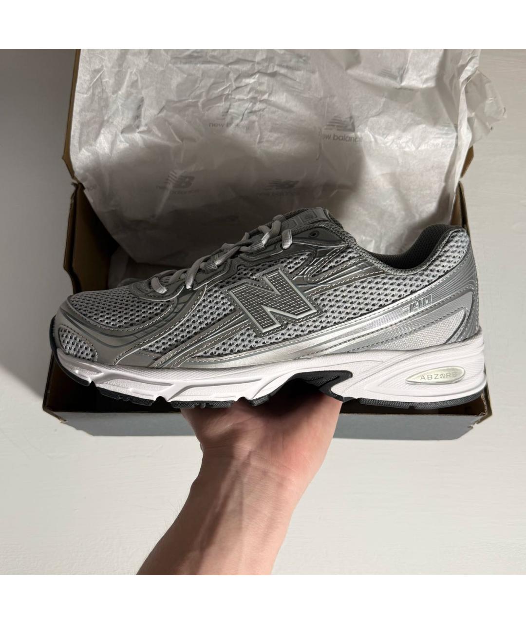 NEW BALANCE Серебряные текстильные низкие кроссовки / кеды, фото 3