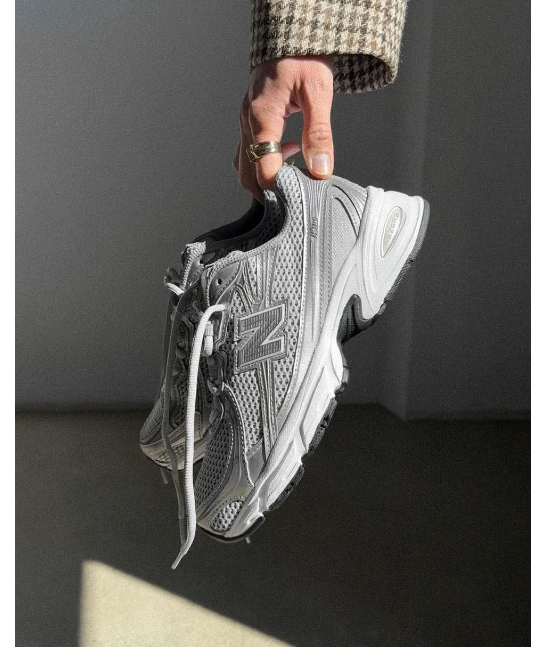 NEW BALANCE Серебряные текстильные низкие кроссовки / кеды, фото 2