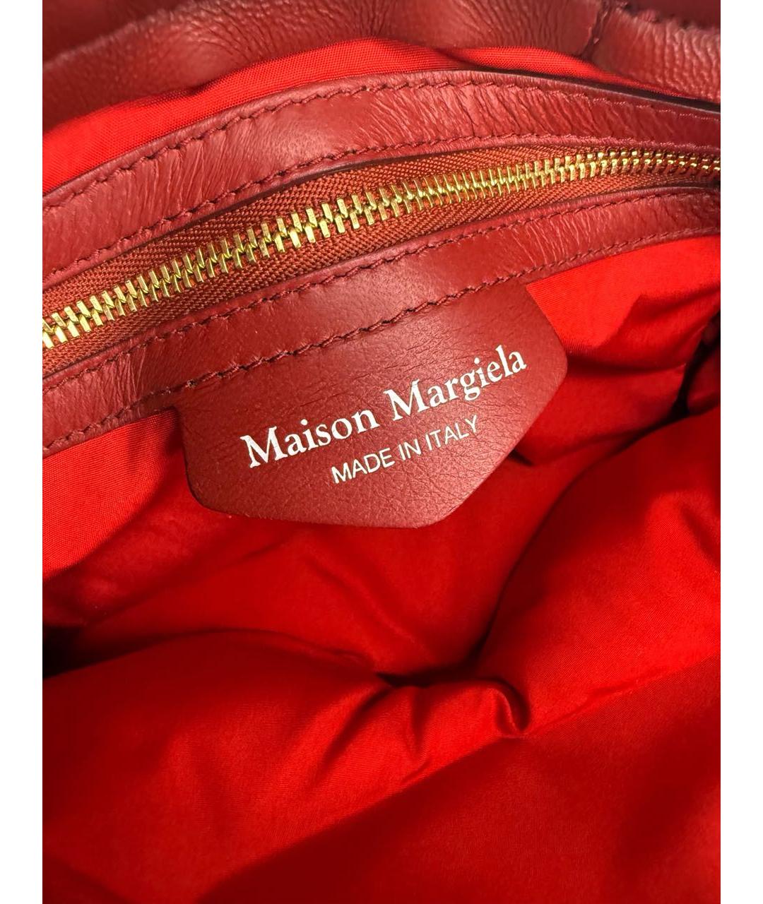 MAISON MARGIELA Бордовая кожаная сумка через плечо, фото 8