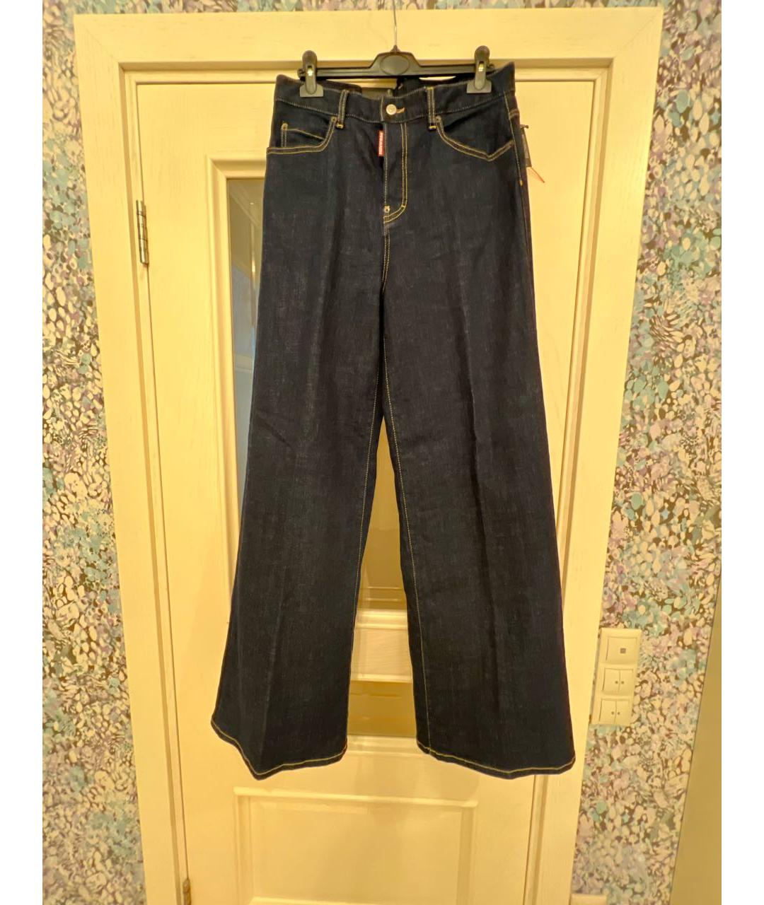 DSQUARED2 Темно-синие хлопко-эластановые джинсы клеш, фото 6