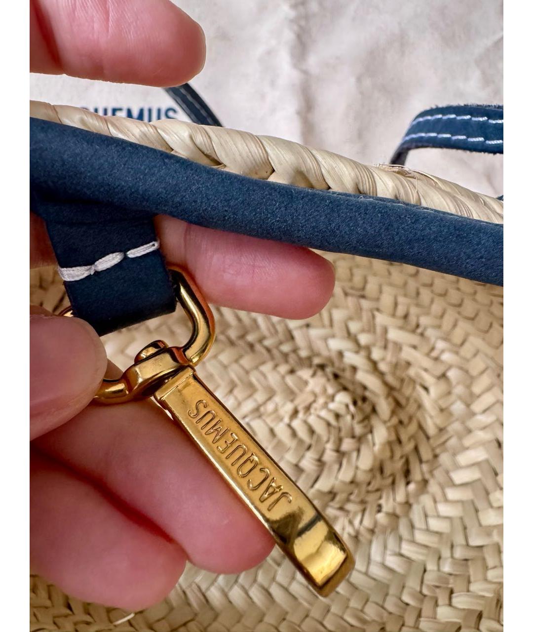 JACQUEMUS Темно-синяя пелетеная пляжная сумка, фото 3
