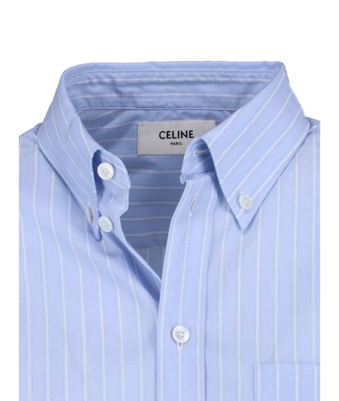 CELINE Голубая хлопковая рубашка, фото 4