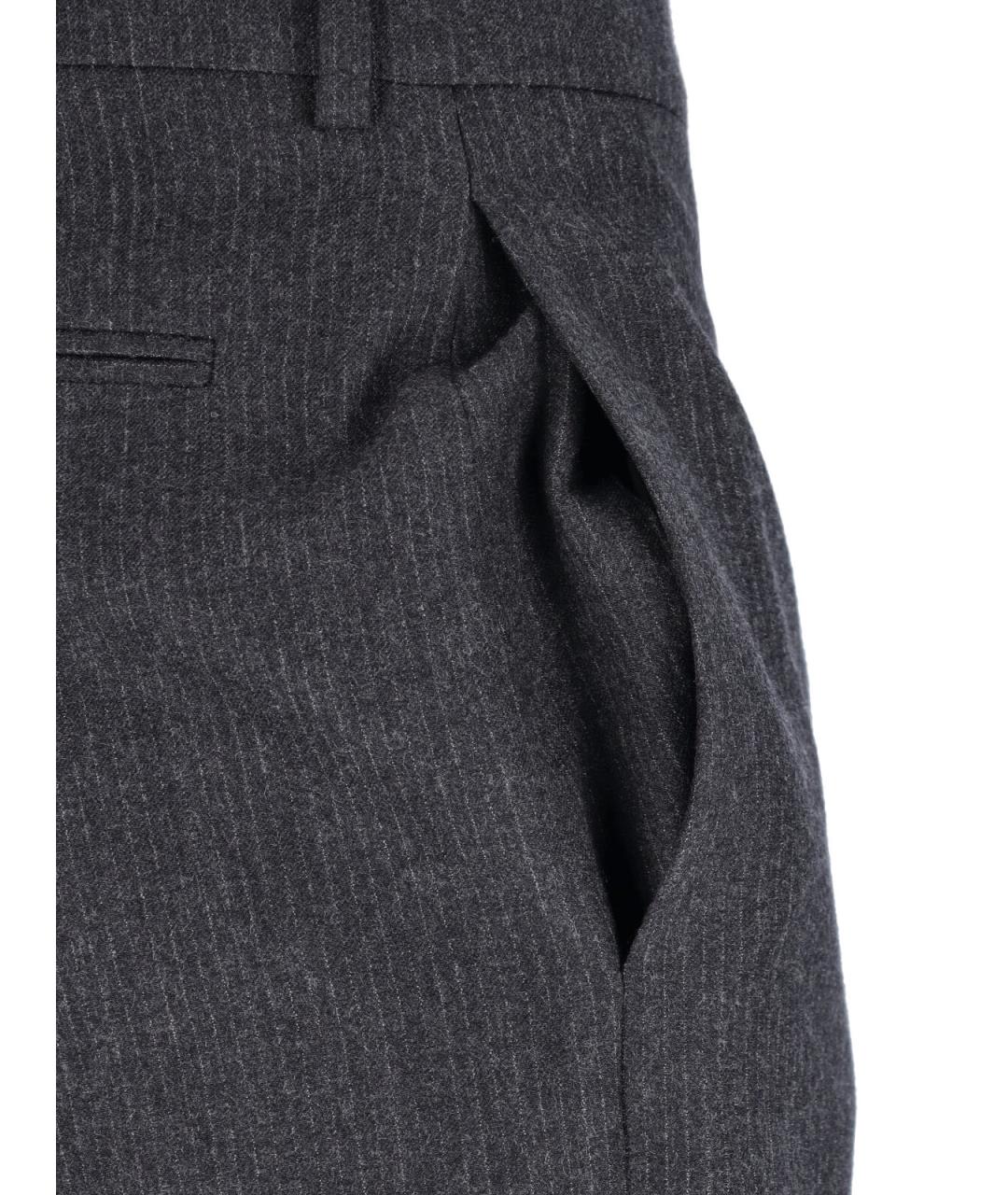 CELINE Серые шерстяные повседневные брюки, фото 3