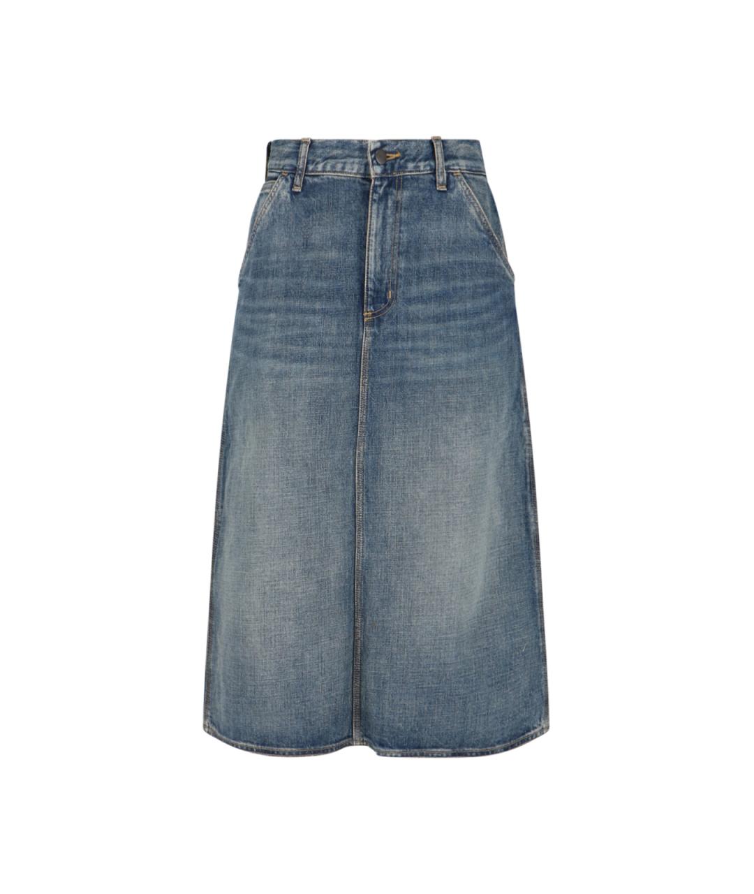 CARHARTT WIP Синяя хлопковая юбка миди, фото 1
