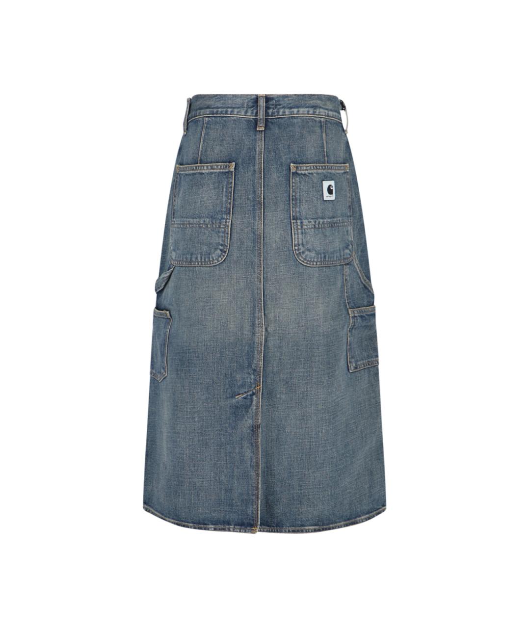 CARHARTT WIP Синяя хлопковая юбка миди, фото 2