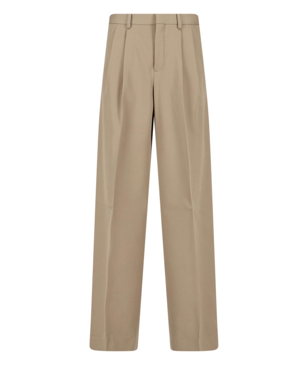 CELINE Бежевые хлопковые прямые брюки, фото 1