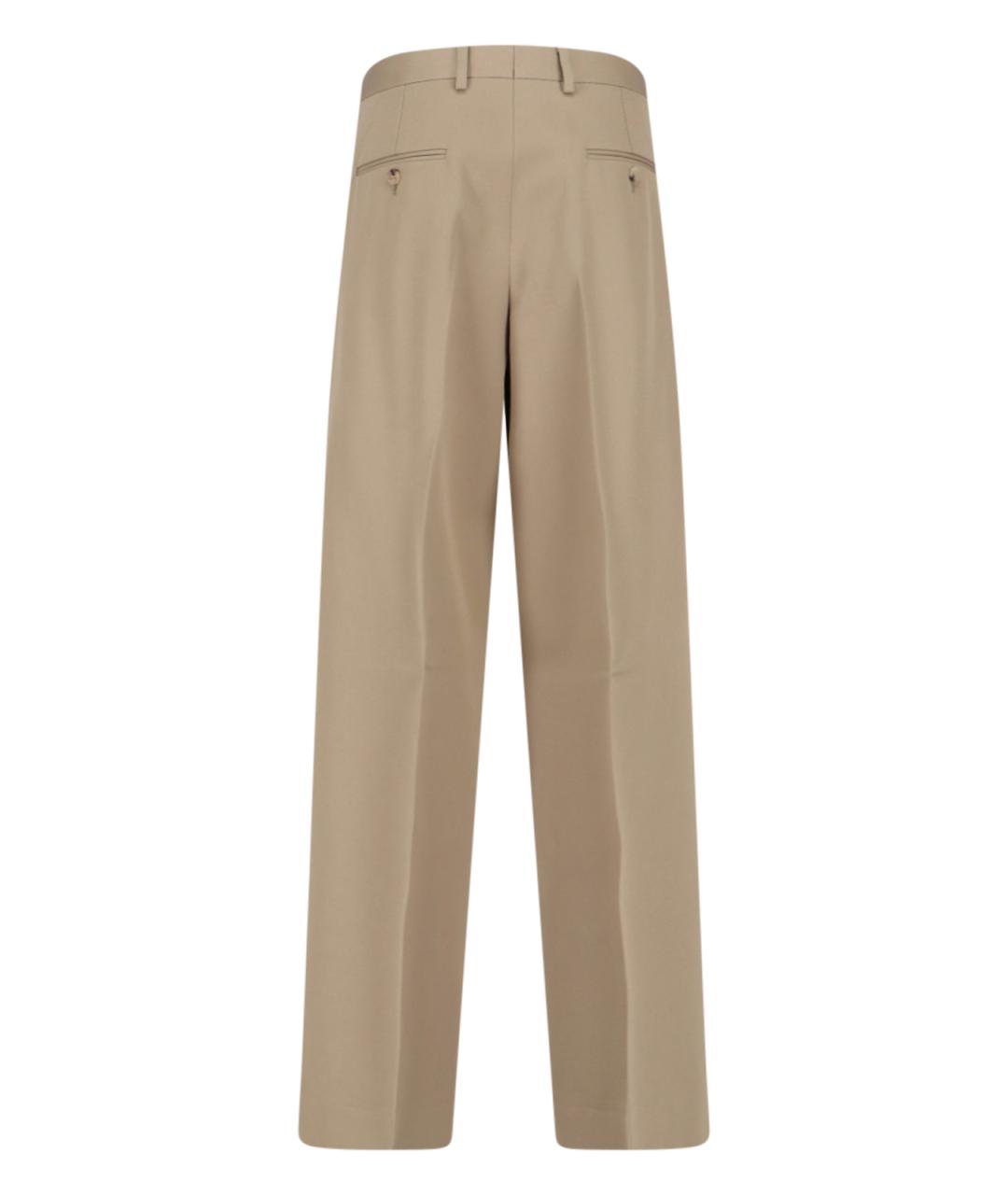 CELINE Бежевые хлопковые прямые брюки, фото 2