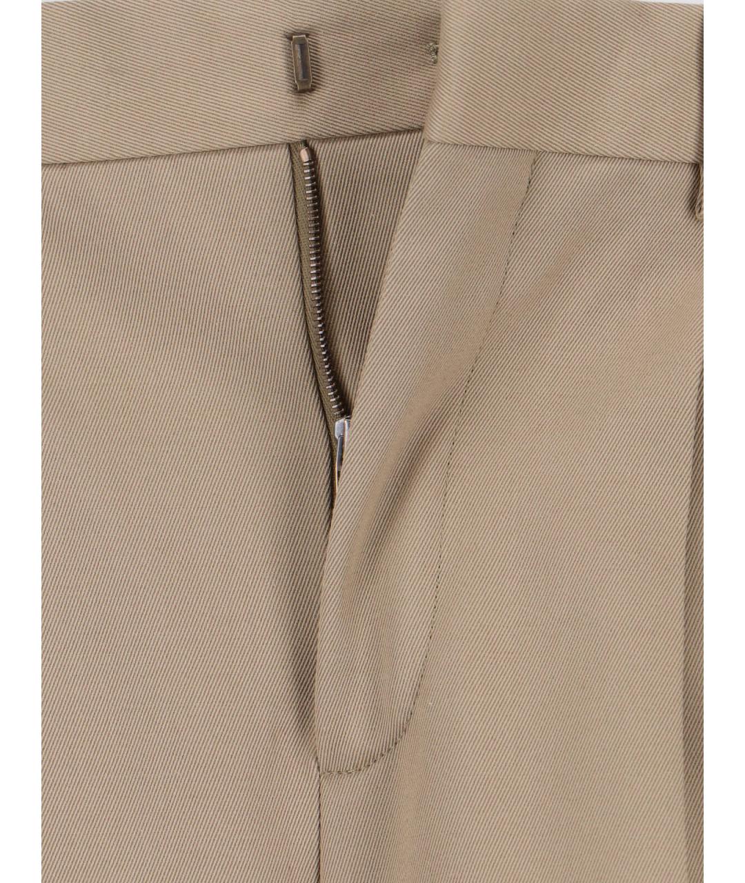 CELINE Бежевые хлопковые прямые брюки, фото 5