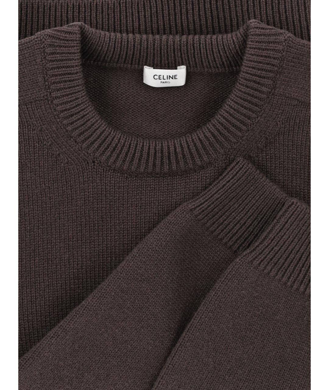CELINE Коричневый шерстяной джемпер / свитер, фото 4