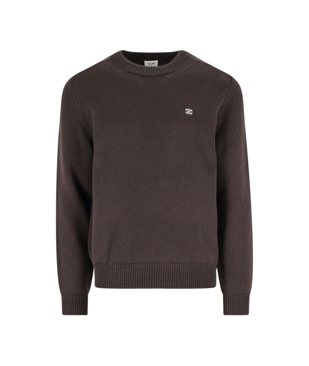 CELINE Коричневый шерстяной джемпер / свитер, фото 1