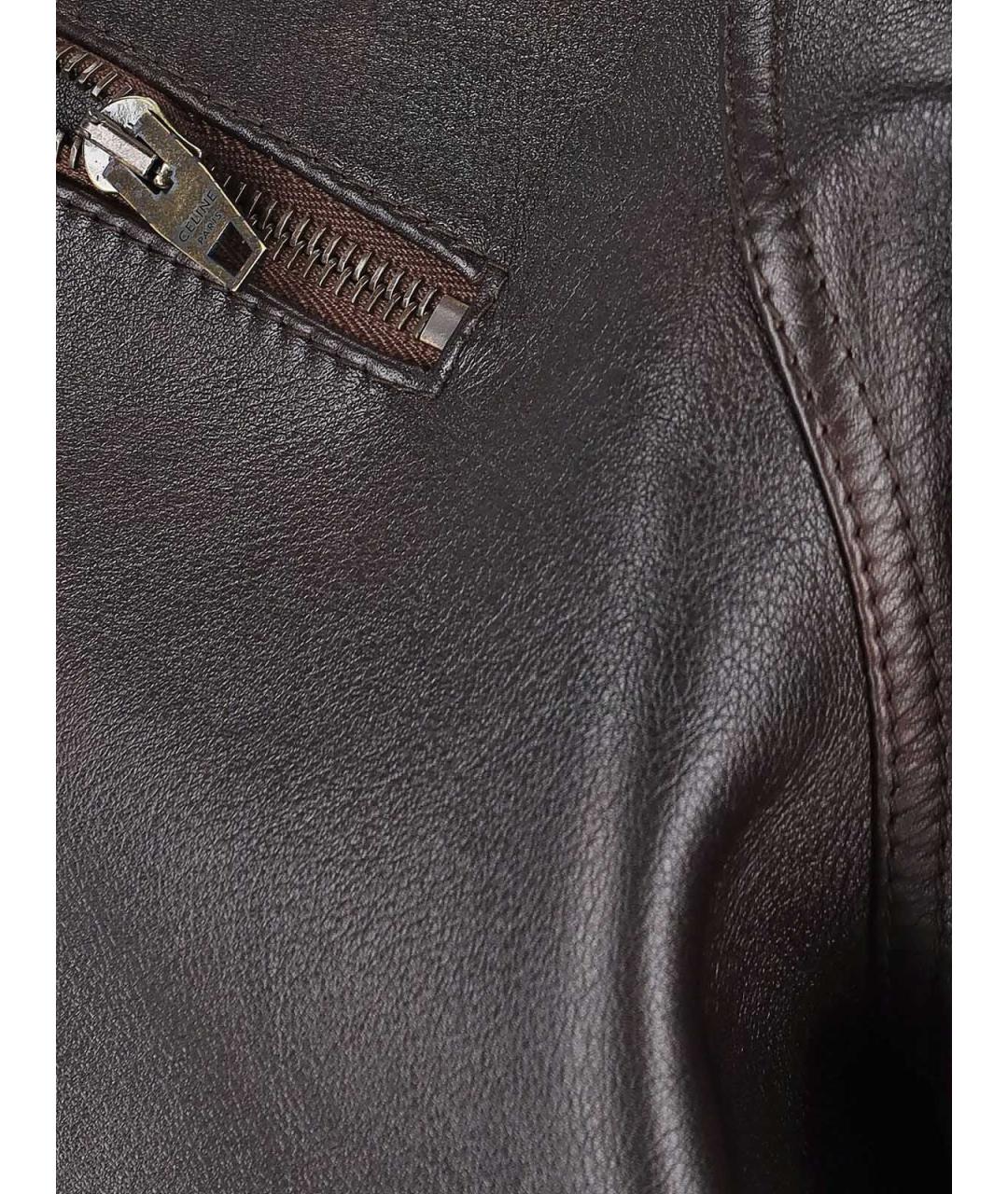CELINE Коричневая кожаная куртка, фото 4