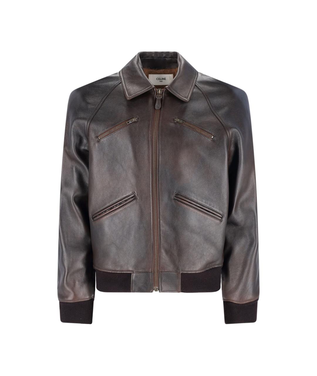 CELINE Коричневая кожаная куртка, фото 1