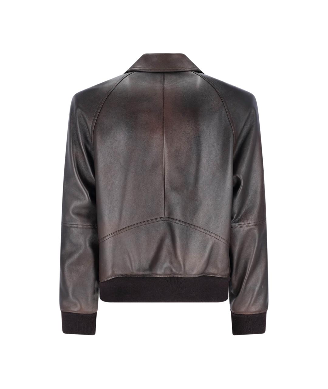 CELINE Коричневая кожаная куртка, фото 2