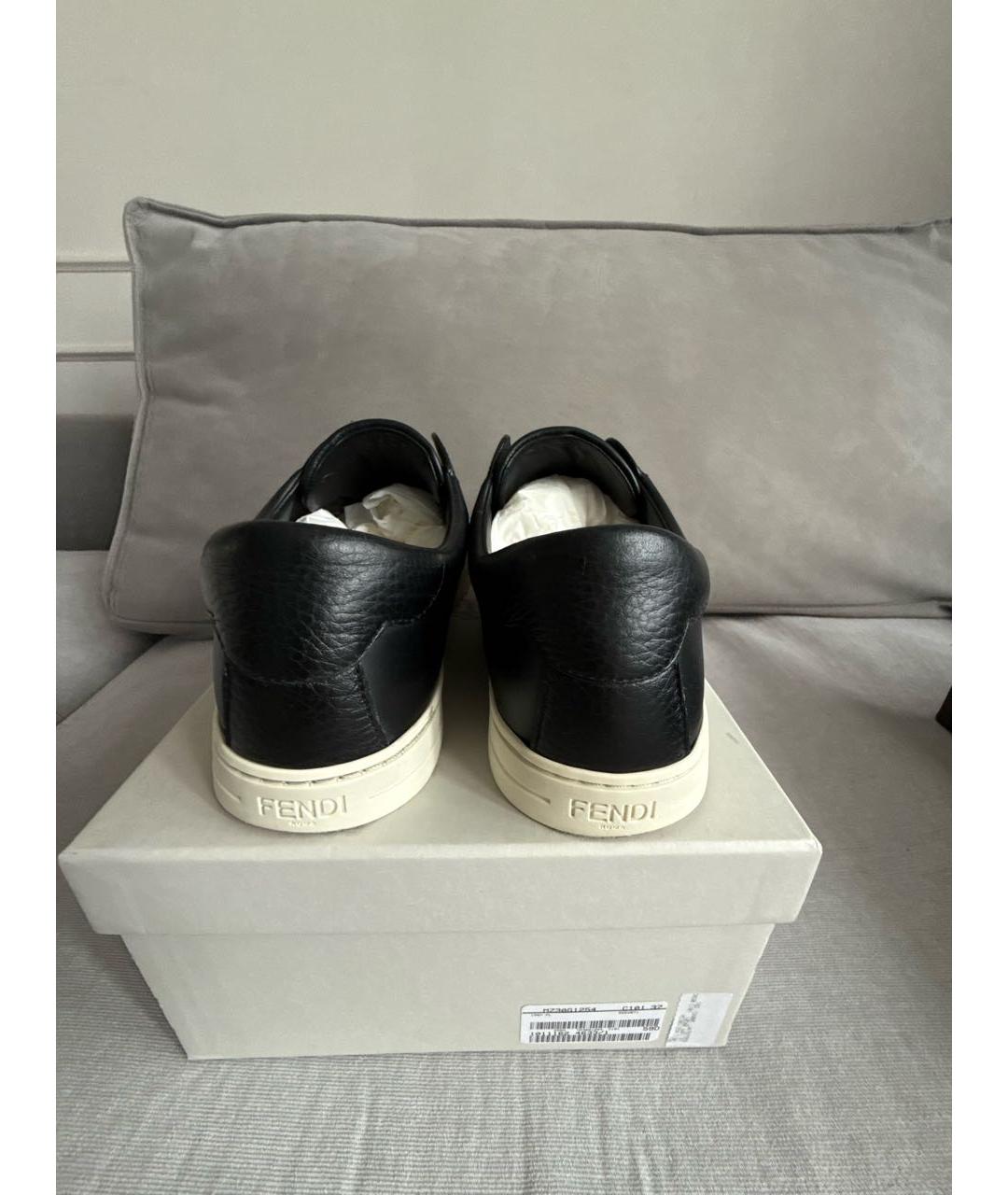 FENDI Черные кожаные слипоны, фото 3
