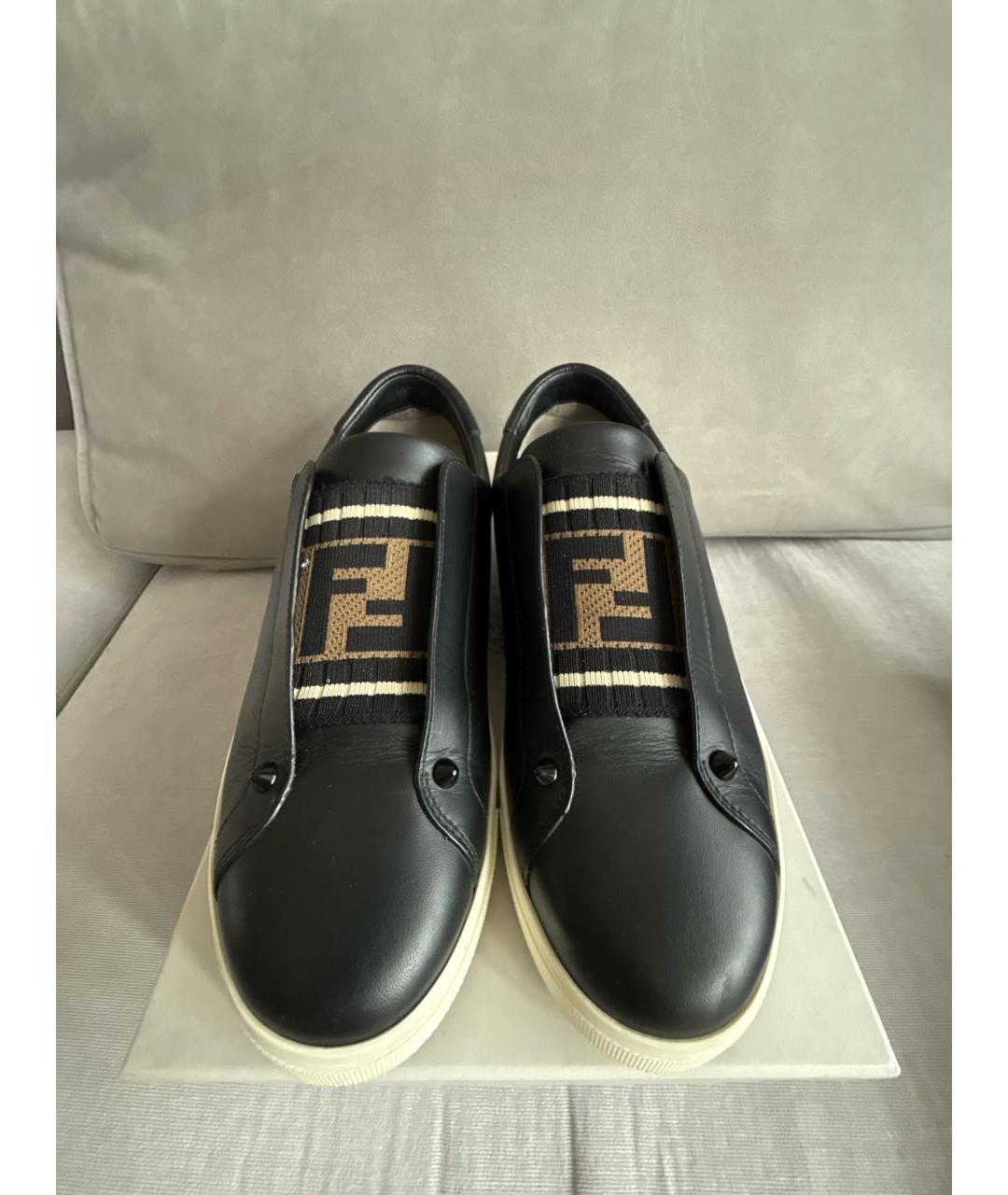 FENDI Черные кожаные слипоны, фото 6
