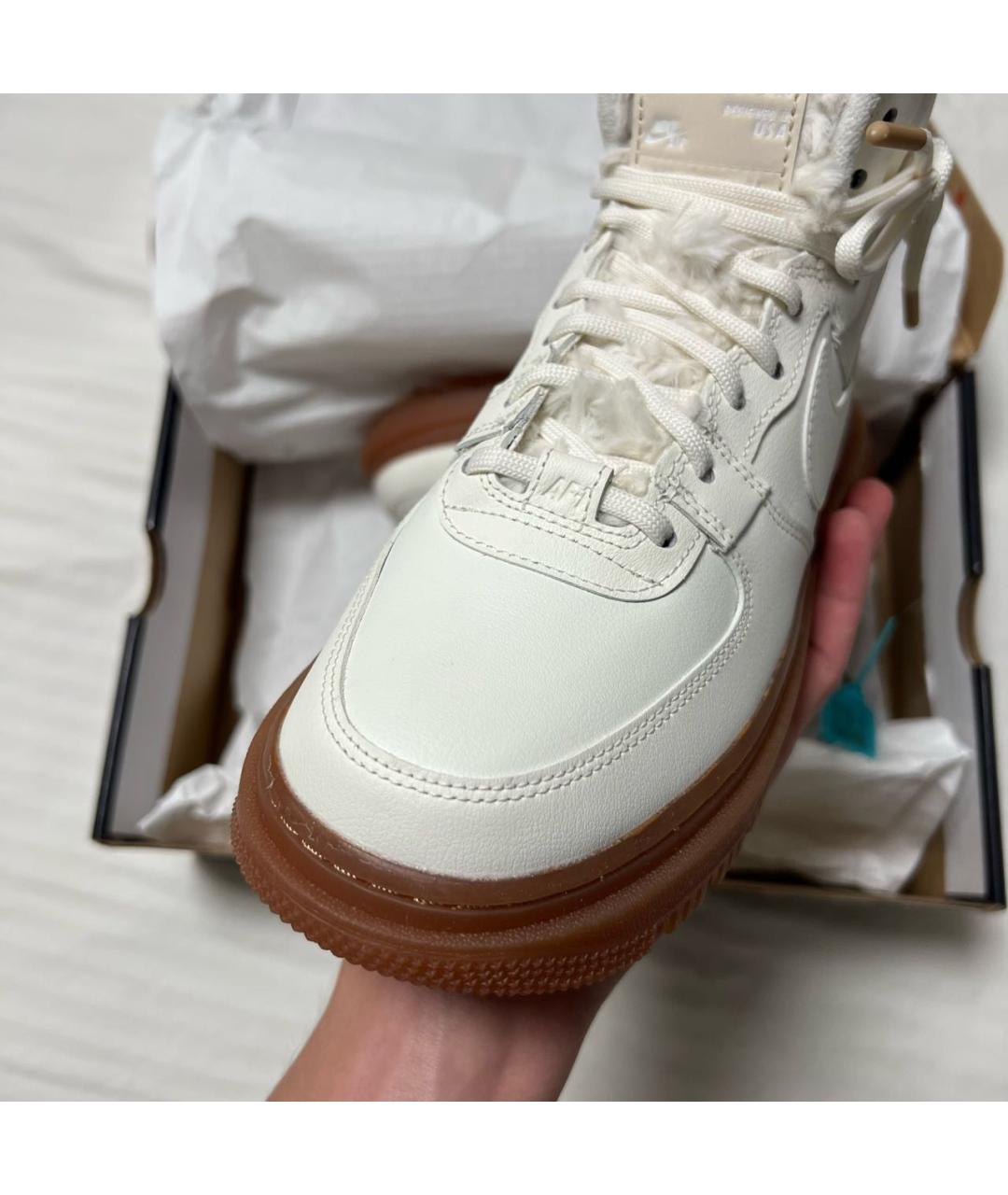 NIKE Бежевые кожаные кроссовки, фото 3