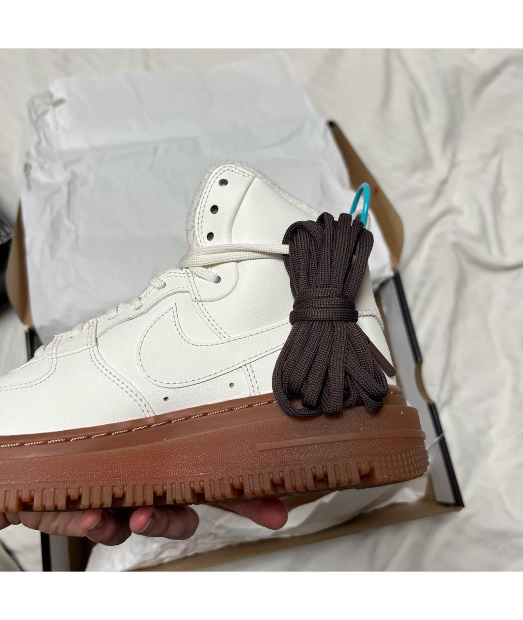 NIKE Бежевые кожаные кроссовки, фото 4