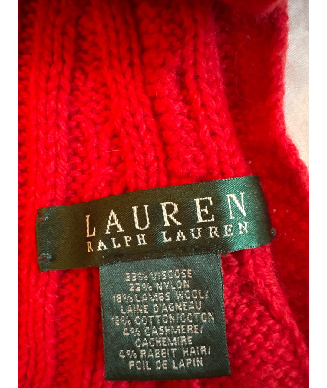 RALPH LAUREN Красный шерстяной шарф, фото 2